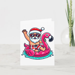 Santa Flamingo Floatie Strand Grappig Kerstfeest i Kaart