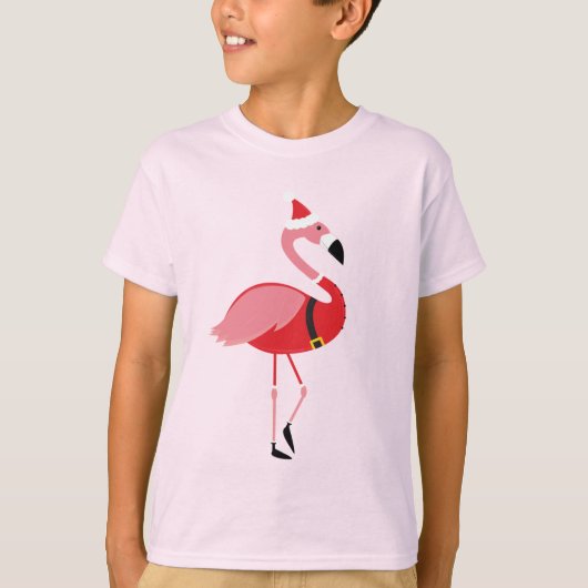 Santa Flamingo Fun Kerstmis T-shirt (Voorkant)