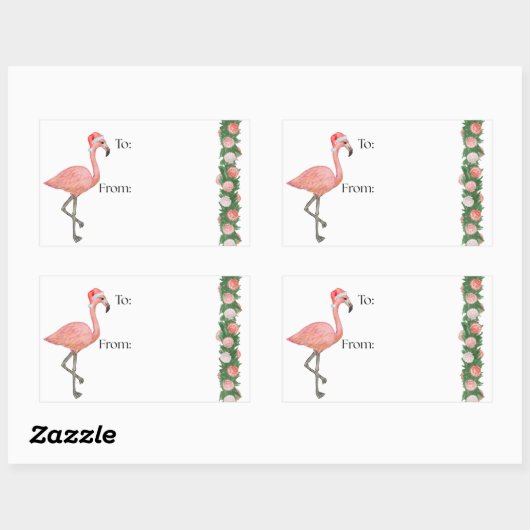 Santa Flamingo Gift Sticker (Feuille)