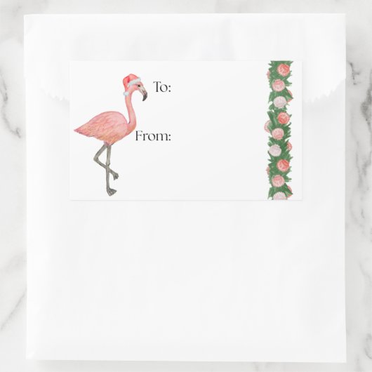 Santa Flamingo Gift Sticker (Sac)