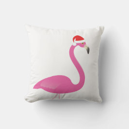 Santa Flamingo op wit buitenkussen