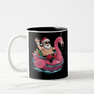 Santa Flamingo Opblaasbaar Kerst In Juli Zomer Tweekleurige Koffiemok