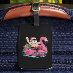 Santa Flamingo Opblaasbaar Kerstmis In Juli Zomer Bagagelabel