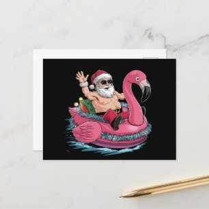 Santa Flamingo Opblaasbaar Kerstmis In Juli Zomer Briefkaart