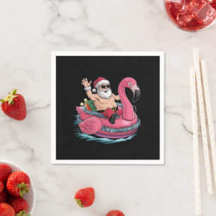 Santa Flamingo Opblaasbaar Kerstmis In Juli Zomer Servet