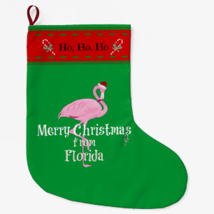Santa Flamingo, "Vrolijk Kerstfeest uit Florida" Grote Kerstsok