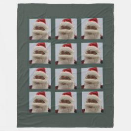 Santa Fleece Blanket Dark Green Background