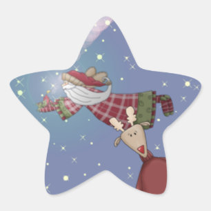 Santa Flies Ster Sticker