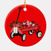 Santa Flyer Speelgoed Wagon Naam Porcelain Kerstmi Keramisch Ornament (Achterkant)