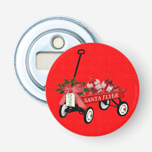 Santa Flyer Wagon Cadeaus kerstmis Beer Soda Button Flesopener