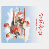 Santa Flying High Christmas Fleece Deken (Voorkant (Horizontaal))
