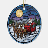 Santa Flying Over Snowy Village Keramisch Ornament (Links)