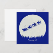 Santa & Flying Reindeer Flat Square Holiday Kaart (Voorkant / Achterkant)