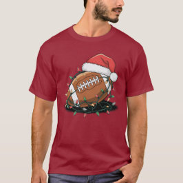 Santa Football Humor Kerst Football Vrouwen Mannen T-shirt