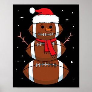 Santa Football Snowman Sportbal Mannen Boys Christ Poster