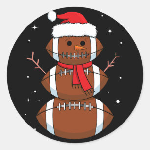 Santa Football Snowman Sportbal Mannen Boys Christ Ronde Sticker
