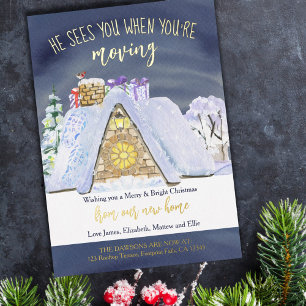 Santa Footprint op Rooftop Funny-kerstbeweging Folie Feestdagenkaart