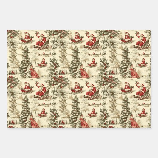 Santa Forest Sleigh Ride Pattern Inpakpapier Vel (Voorkant)