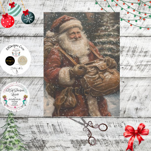  Santa Forest sneeuwdecoupage Tissuepapier