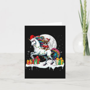 Santa French Bulldog Riding Unicorn Christmas Owne Kaart