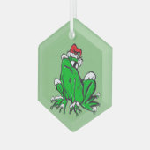 Santa Frog Glass Ornament (Voorkant links)