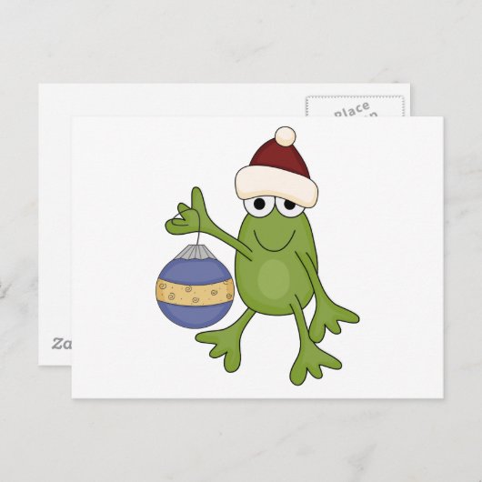 Santa Frog met Ornament Tshirts en geschenken Feestdagenkaart (Voorkant / Achterkant)