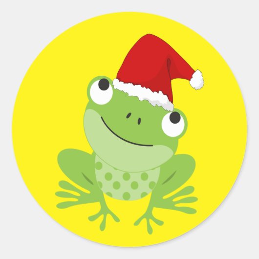 Santa Frog Ronde Sticker (Voorkant)