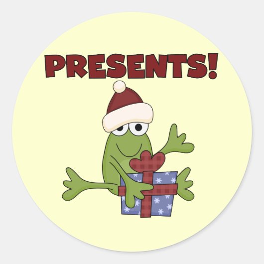 Santa Frog Tshirts en geschenken Ronde Sticker (Voorkant)