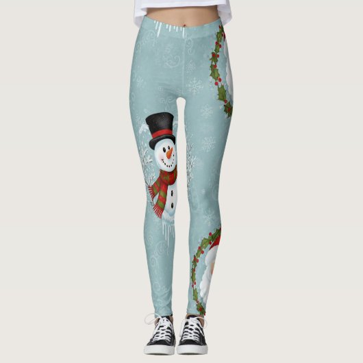 Santa Frosty Christmas Leggings AI Used (Voorkant)