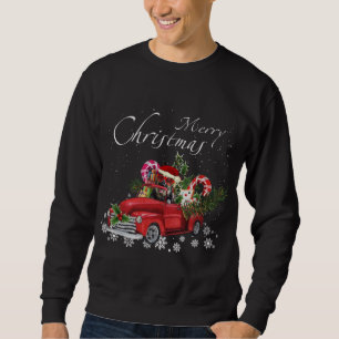Santa German Shepherd Riding Red Truck Merry Chris Trui