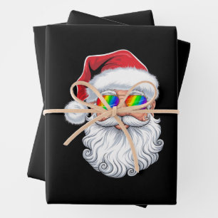 Santa Gezicht Gay Zonnebril Kerstmis Xmas LGBTQ Inpakpapier Vel