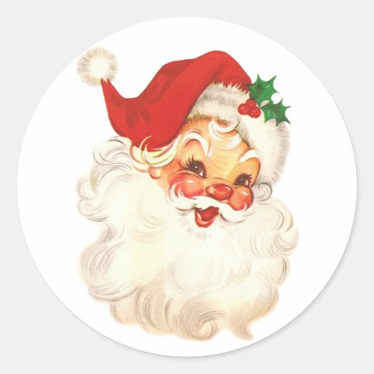 Santa gezicht  ronde sticker (Voorkant)