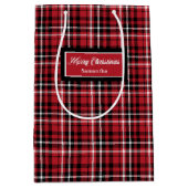 Santa Gift Bags Red Black Plaid Personalized Wrap Medium Cadeauzakje (Voorkant)