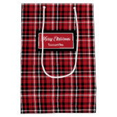 Santa Gift Bags Red Black Plaid Personalized Wrap Medium Cadeauzakje (Achterkant)