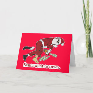santa ging naar stad feestdagen kaart