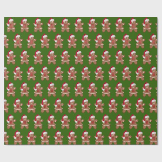 Santa Gingerbread Cookie Girl Cadeaupapier (Vlak)