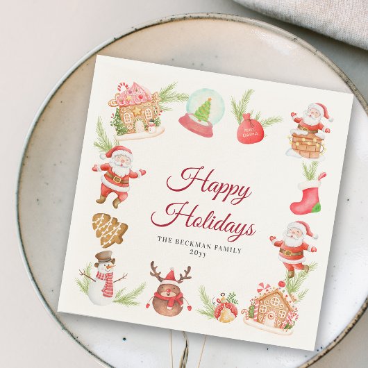 Santa Gingerbread House Kerstmis feestdag Servet