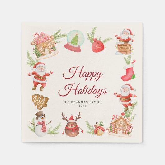 Santa Gingerbread House Kerstmis feestdag Servet (Voorkant)