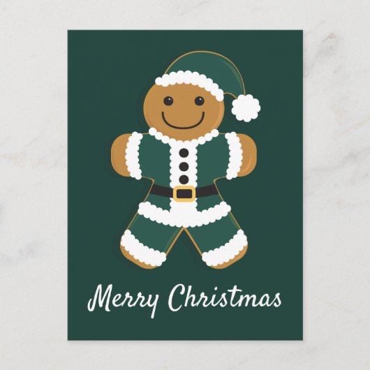 Santa Gingerbread Man Groen | BRIEFKAART (Voorkant)
