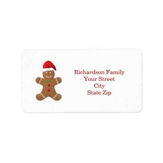 Santa Gingerbread man Kerstlabel Etiket (Voorkant)