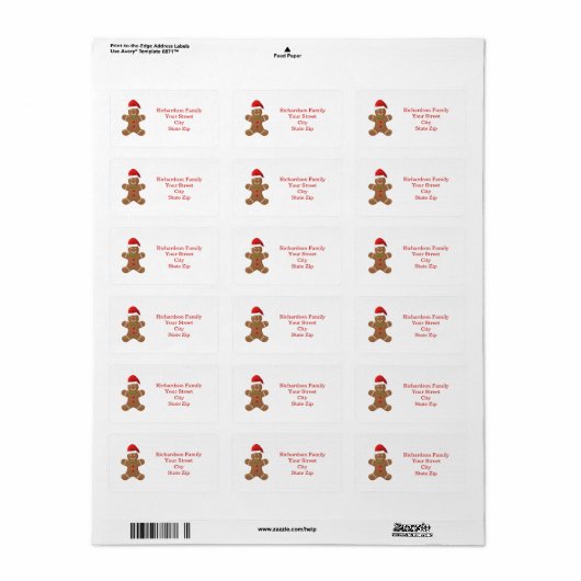 Santa Gingerbread man Kerstlabel Etiket (Full Sheet)