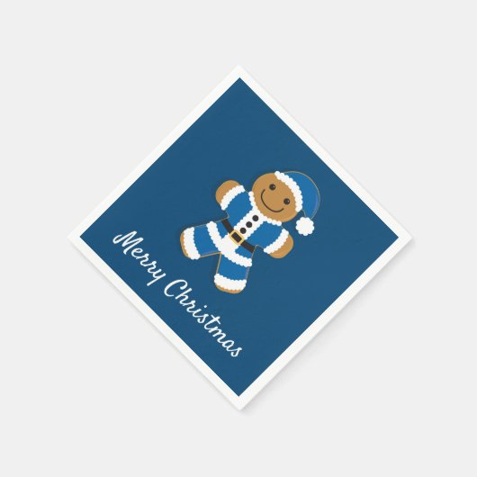 Santa Gingerbrood Man Blue | Papier Napkin Servet (Hoek)