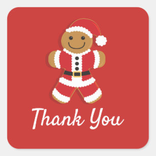Santa Gingerbrood Man Dank u voor Kerstmis Vierkante Sticker