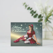 Santa Girl Feestdagenkaart (Staand voorkant)
