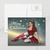 Santa Girl Feestdagenkaart (Voorkant / Achterkant)