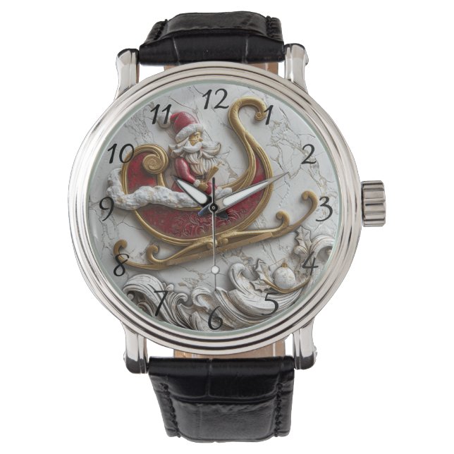 Santa gliding in a festive sleigh horloge (Voorkant)