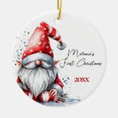 Santa Gnome Baby's eerste kerstfoto Keramisch Ornament (Voorkant)