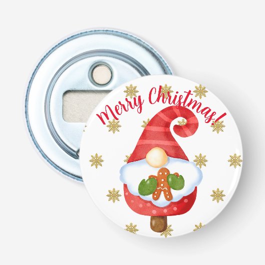 Santa Gnome Button Flesopener (Voorkant)