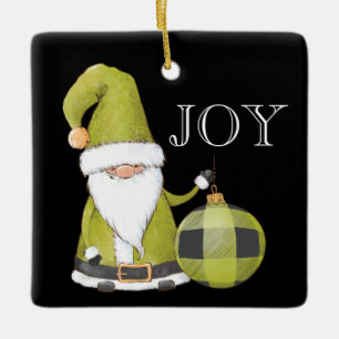 Santa Gnome Green Ornament Editable Kerstmis