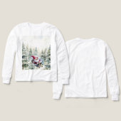 Santa Gnome Sledding Through The Woods LS T-Shirt (Motif Recto et Verso)